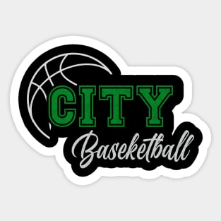 Classic Name City Vintage Styles Green Basketball Sticker